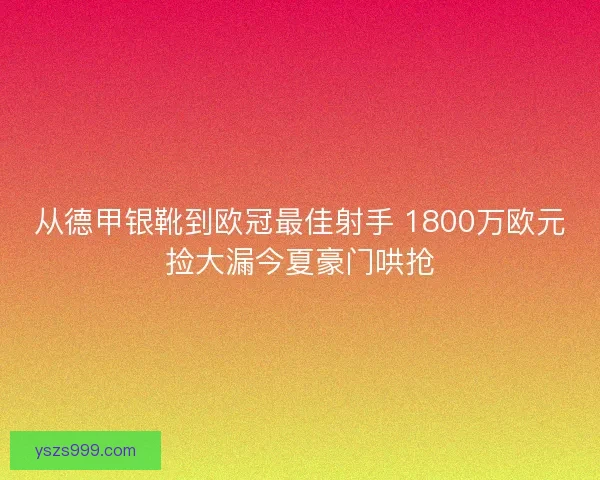 从德甲银靴到欧冠最佳射手 1800万欧元捡大漏今夏豪门哄抢