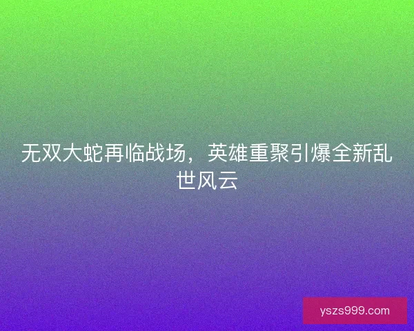 无双大蛇再临战场，英雄重聚引爆全新乱世风云