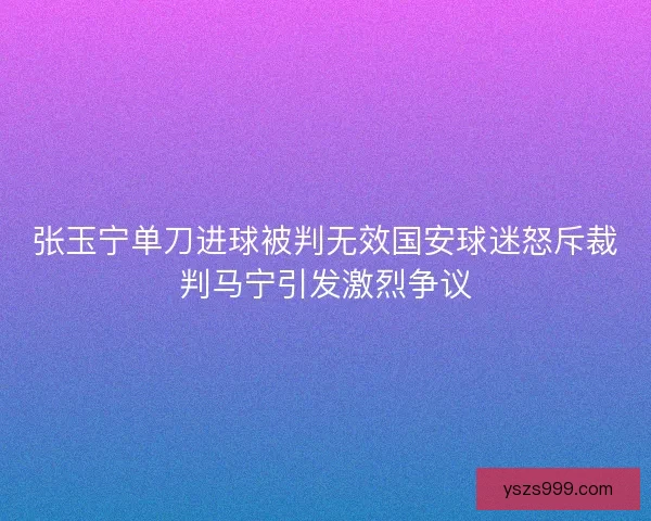 张玉宁单刀进球被判无效国安球迷怒斥裁判马宁引发激烈争议 张玉宁单刀进球被判无效国安球迷怒斥裁判马宁引发激烈争议