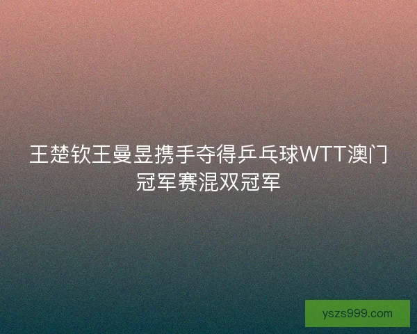王楚钦王曼昱携手夺得乒乓球WTT澳门冠军赛混双冠军 王楚钦王曼昱携手夺得乒乓球WTT澳门冠军赛混双冠军