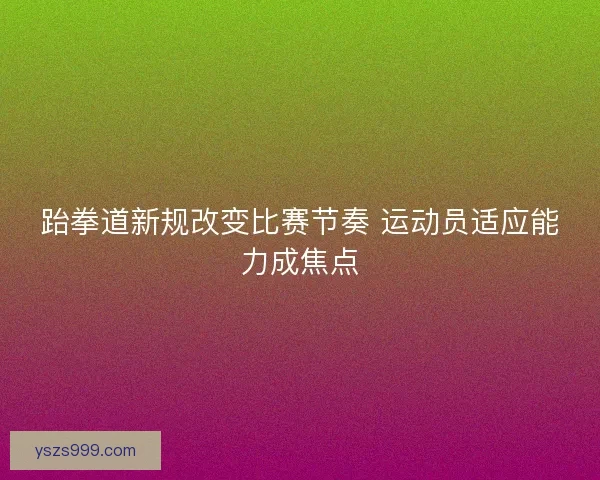 跆拳道新规改变比赛节奏 运动员适应能力成焦点